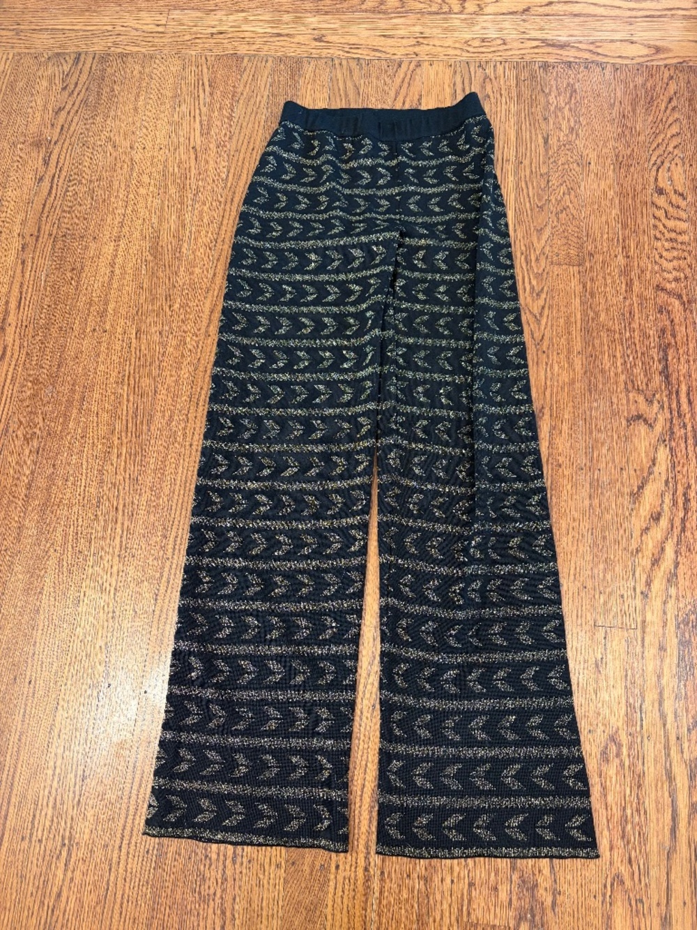 ✨ Roberto Collina Knit Wide Leg Pants | Black & Gold | Medium ✨